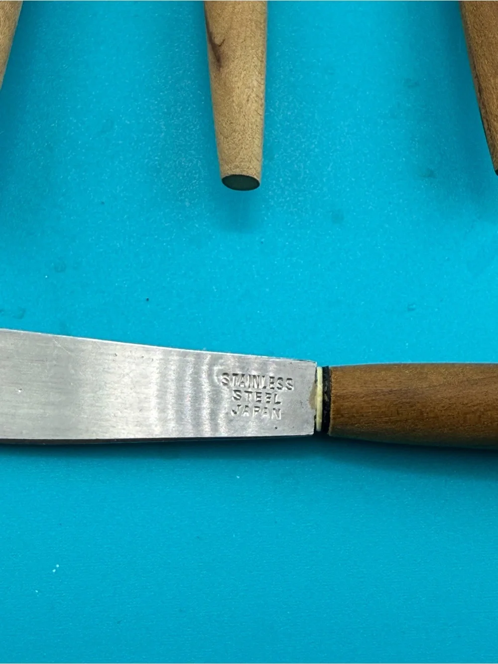Vintage Japan Wood Handle Stainless Steel Spreaders Set of 4